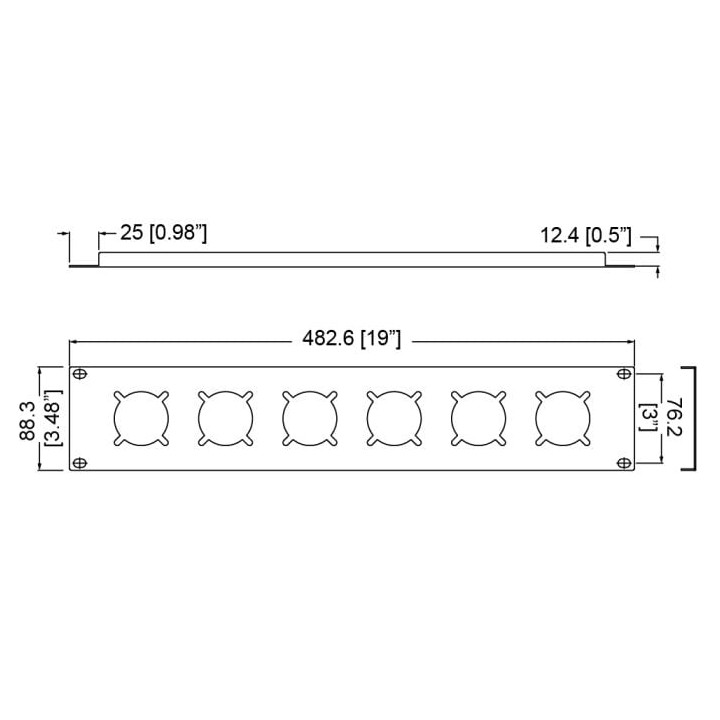 2U Rack Panels Punched for 6 x RG-7250 Schuko Sockets