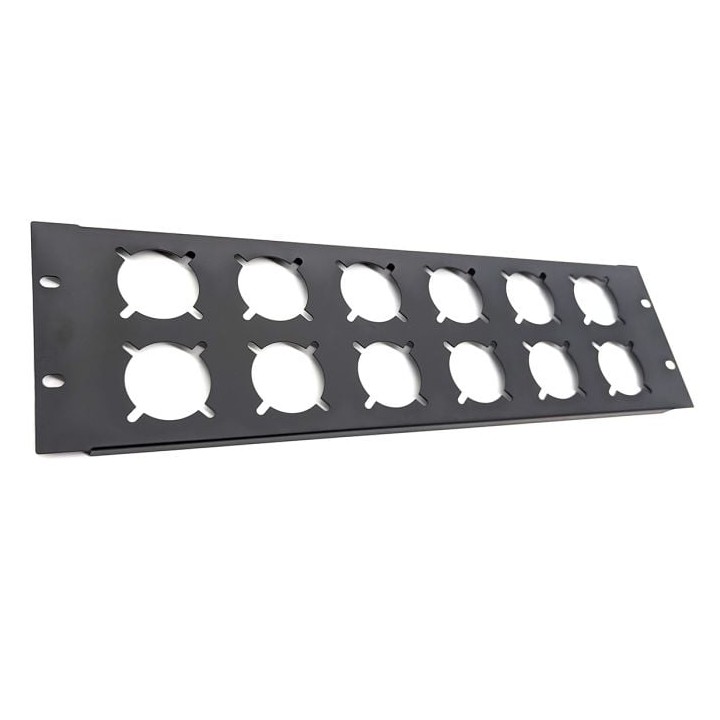 3U Rack Panels Punched for 12 x RG-7250 Schuko Sockets