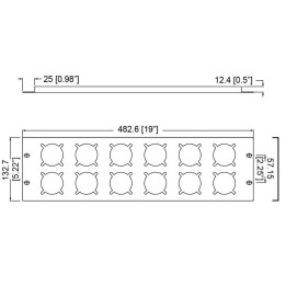 3U Rack Panels Punched for 12 x RG-7250 Schuko Sockets