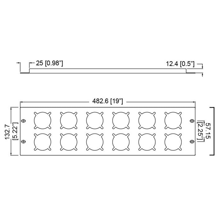 3U Rack Panels Punched for 12 x RG-7250 Schuko Sockets