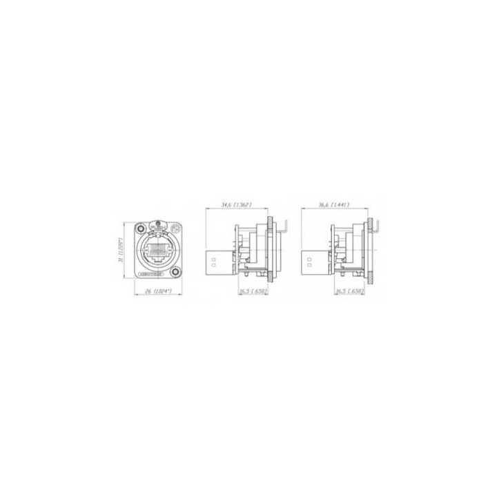 EtherCON Chassis D Series Black Feedthrough NE8FDP-B