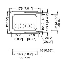 Large Black Dish Punched for 4 x D-Series Connectors