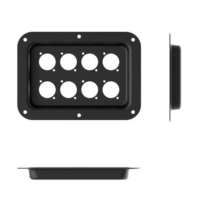 Large Black Punched for 8 x D-Series Connectors