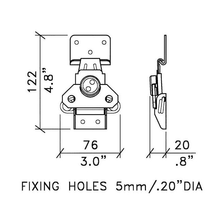 Large Black Surface Latch with Catch Plate