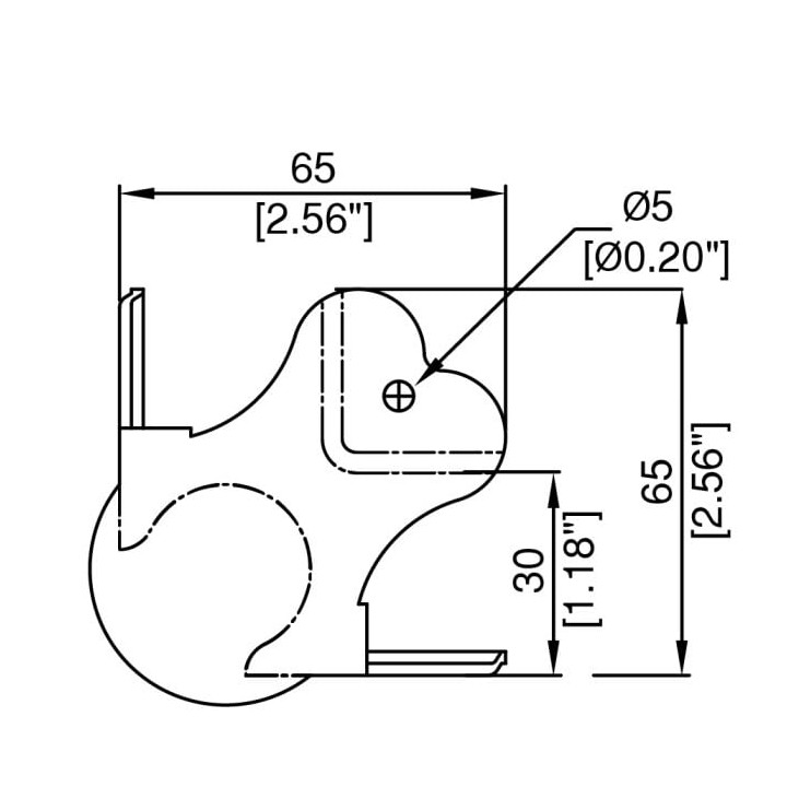 Large Heavy Duty Zinc Ball Corner with 30mm Offset and 2mm Radius