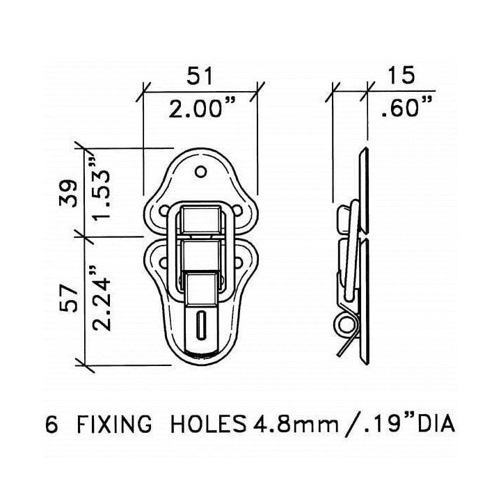 Large Zinc Draw Latch with Padlock Bracket