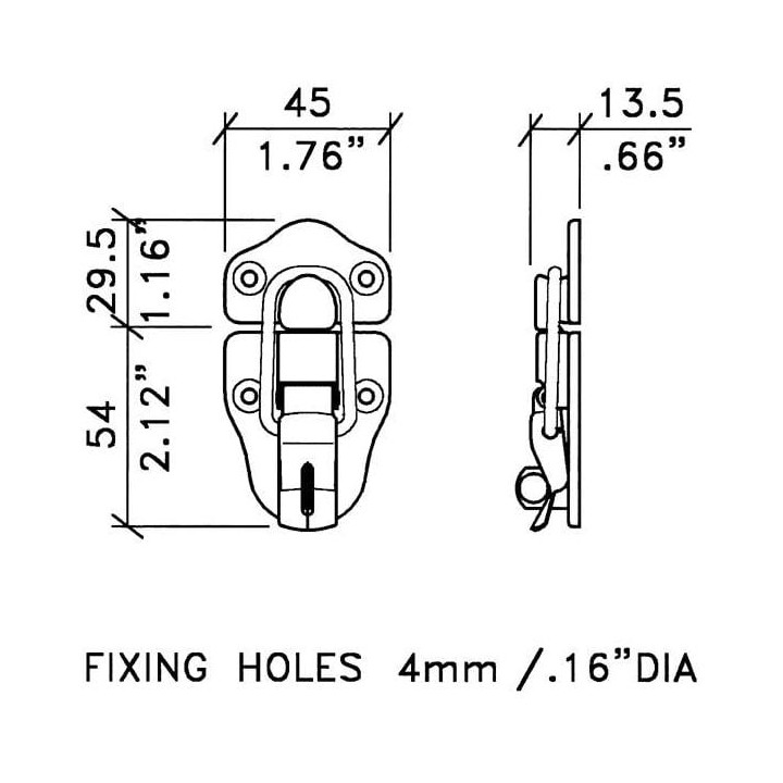 Large Nickel Draw Bolt with Padlock Bracket