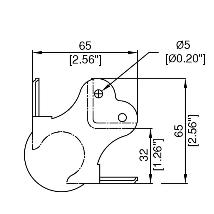 Large PennBrite Ball Corner with Offset and 2.5mm Radius