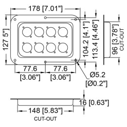 Large PennBrite Dish Punched for 8 x D-Series Connectors