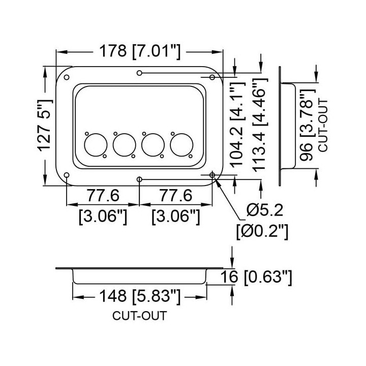 Large PennBrite Dish Punched for 4 x D-Series Connectors