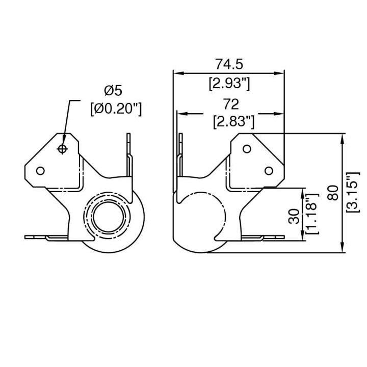 Large PennBrite Female Stackable Heavy Duty Ball Corner with 30mm Offset and 2mm Radius