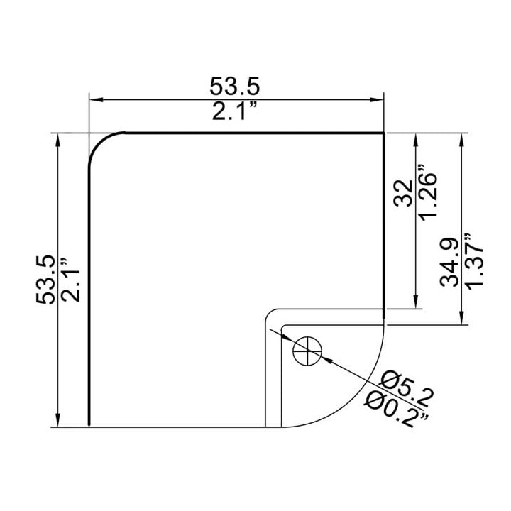 Large PennBrite Flat Corner with 30mm Offset and 5mm Radius