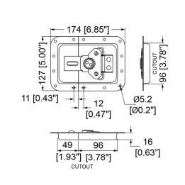 Large Recessed Latch with Padlock Hasp in Deep Dish