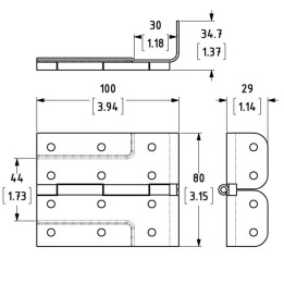 Large Radius Zinc Hinged Corner Brace with Offset