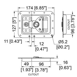 Large Recessed MOL Latch with Key Lock in Deep Dish