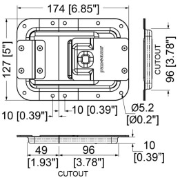 Large Spring-loaded Lid Stay in 10mm Deep Dish with 27mm Offset