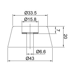 Large Rubber Foot with Steel Washer - 20mm High