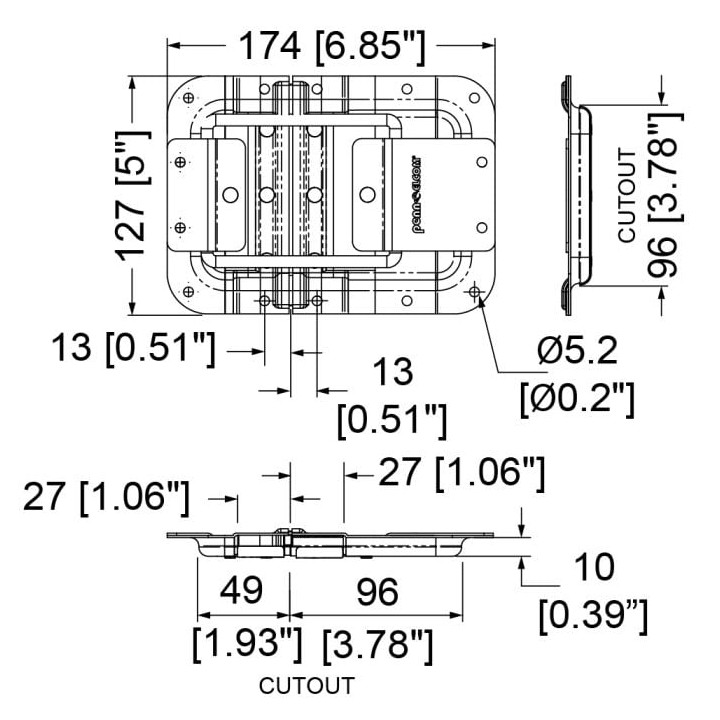 Large WeatherSeal Lid Stay in 10mm Dish with 27mm Offset