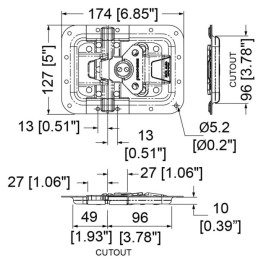 Large WeatherSeal Recessed MOL3 Latch in Deep Dish with 27mm Offset