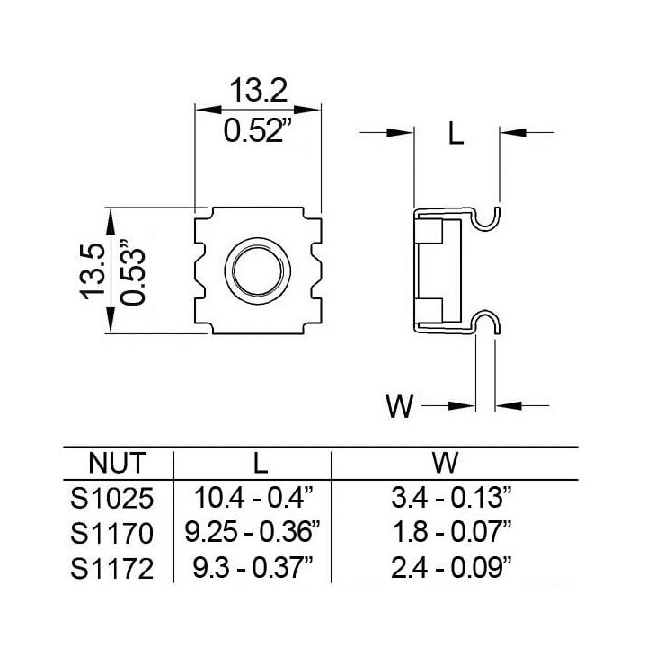 M6 Cage Nut for 2mm Thick Rack Rails