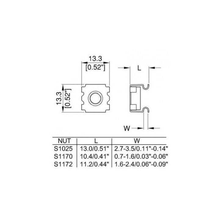 M6 Cage Nut for 3mm Thick Rack Rails