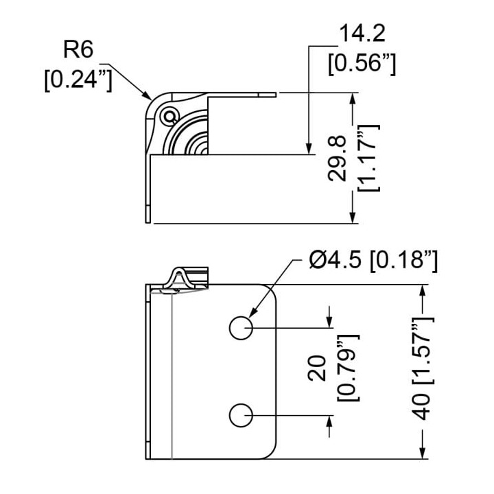 Male Interlocking Corner Brace for 9mm Panels Mates with B0522F