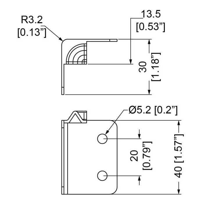 Male Interlocking Corner Brace for 9mm Panels Mates with B0500-21F