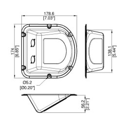 Medium Black Angled Dish Punched for 2 x D-Series Connectors