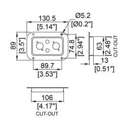 Medium Black Dish Punched for 2 X P-Series and 2 X 1/4" Jack Connectors