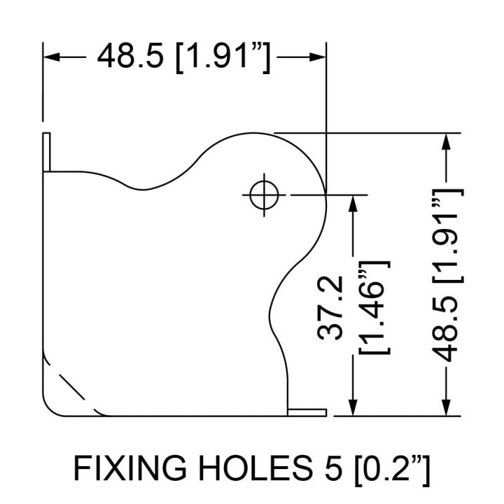 Medium Black Flat Corner with 4mm Radius
