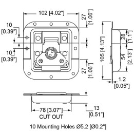 Medium Black MOL Recessed Latch in Deep Dish with 27mm Offset