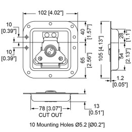 Medium Black Recessed Latch in Deep Dish