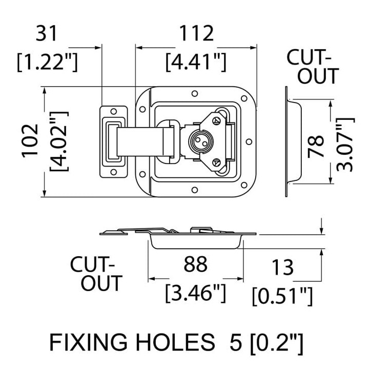 Medium Latch with Extended Slider in Offset Dish