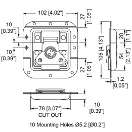 Medium MOL® Recessed Latch in Shallow Dish with 27mm Offset