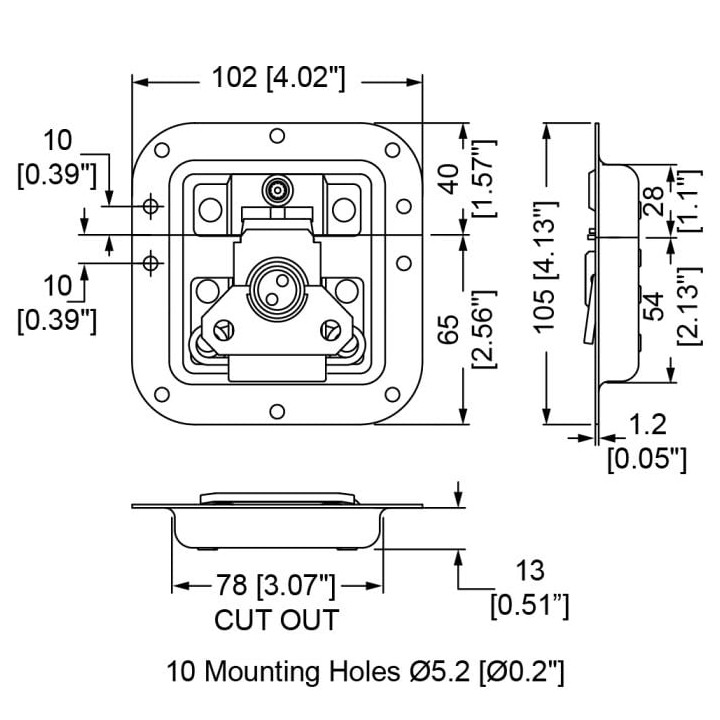 Medium MOL Recessed Latch with Key Lock in Deep Dish