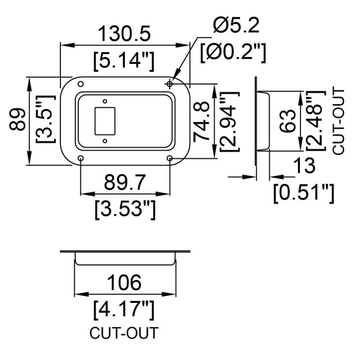 Medium PennBrite Dish Punched for 1 X IEC Power Inlet