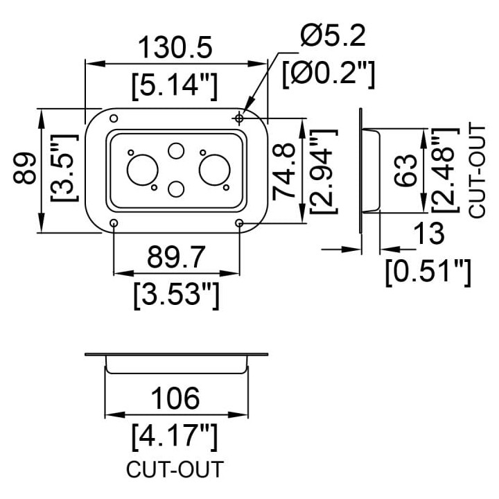 Medium PennBrite Dish Punched for 2 X P-Series and 2 X 1/4" Jack Connectors