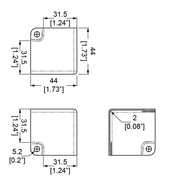 Medium PennBrite Flat Corner with 30mm Offset and 2mm Radius