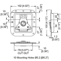 Medium Recessed Latch in Shallow Dish with 27mm Offset
