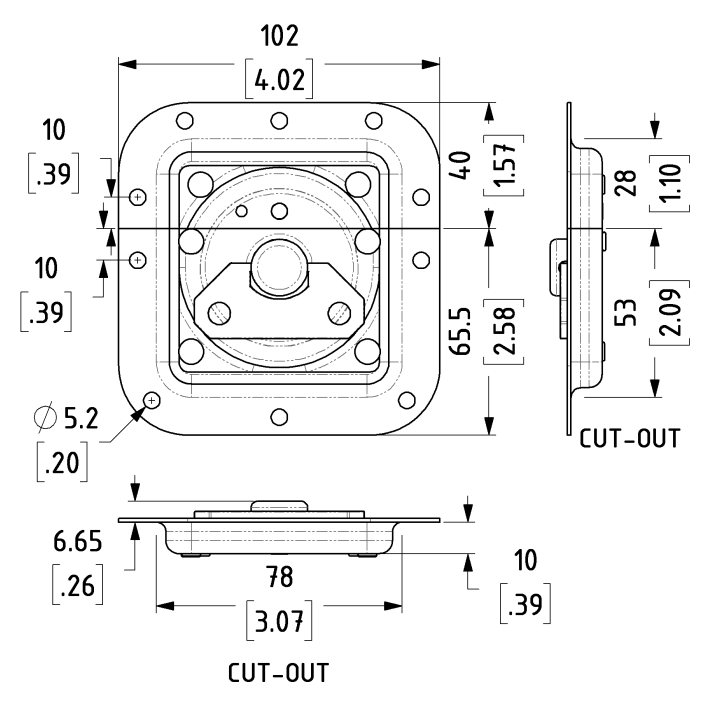 Medium Rotary Cam Latch in Shallow Dish