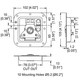 Medium Recessed Latch with Padlock Bracket in Deep Dish