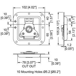 Medium Recessed Latch in Shallow Dish