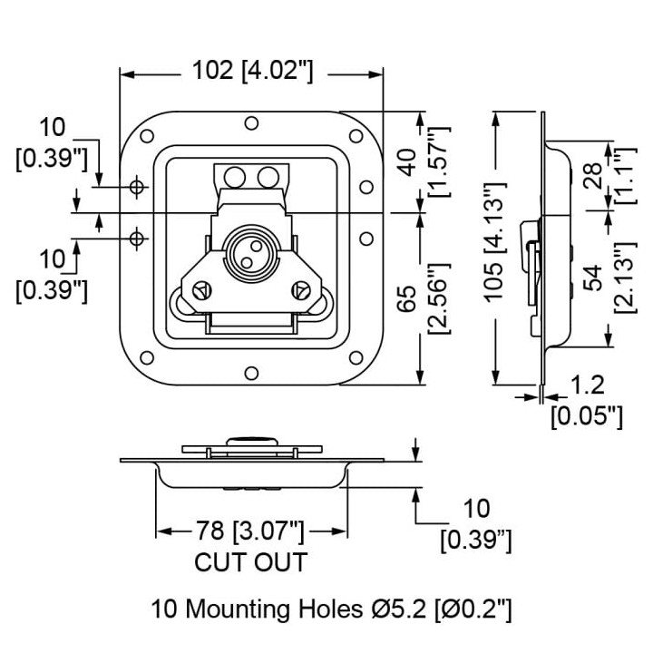 Medium Recessed Latch in Shallow Dish