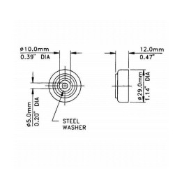 Medium Rubber Foot with Washer - 12mm High