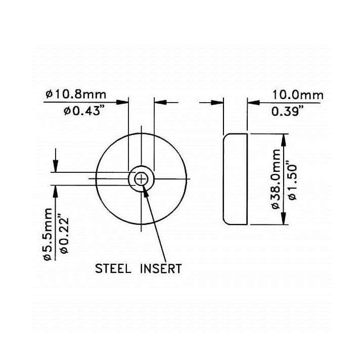 Medium Rubber Foot with Steel Washer - 10mm High