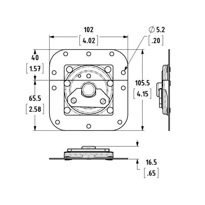 Medium Rotary Cam Latch in Surface Dish