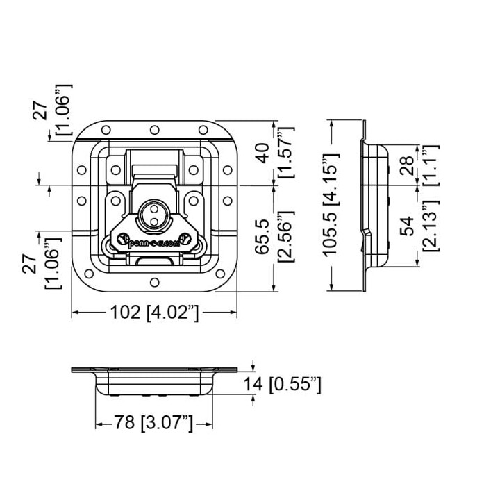 Medium SMOL3 Recessed Latch in Deep Dish with 27mm Offset