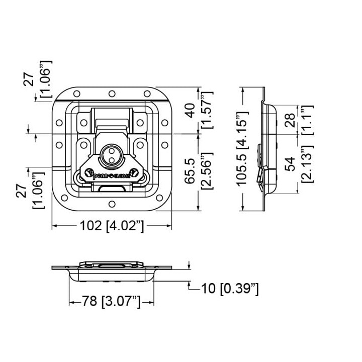 Medium SMOL3 Recessed Latch in Shallow Dish with 27mm Offset