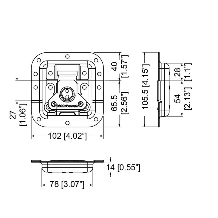Medium SMOL3 Recessed Latch in Deep Dish with 27mm Offset on the Bottom Half