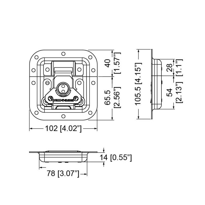 Medium SMOL3 Recessed Latch in Deep Dish